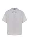 Peserico Women's gray cotton and linen polo shirt - 50% cotton, 50% linen. Country of manufacture: Italy. Care: specialized cleaning - photo 1