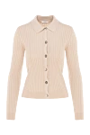 Peserico Viscose polyester cardigan for women beige - stripe pattern. 54% viscose, 46% polyester. Closure: buttons. Country of manufacture: Italy. Care: specialized cleaning - photo 1