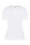 Peserico T-shirt made of cotton and elastane for women white - border on the collar. 96% cotton, 4% elastane. Country of manufacture: Italy. Care: specialized cleaning - photo 1