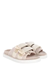 Peserico Women's beige suede and nylon flip flops - fringe on ribbon. 50% suede, 50% nylon. Closure: Velcro. Country of manufacture: Italy. Care: specialized cleaning - photo 3