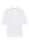 Peserico T-shirt made of cotton and elastane for women white - border on the collar. 96% cotton, 4% elastane. Country of manufacture: Italy. Care: specialized cleaning - photo 1