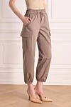 Peserico Pants made of cotton and elastane for women brown - 97% cotton, 3% elastane. Closure: drawstring. two side pockets, two back pockets. Country of manufacture: Italy. Care: specialized cleaning - photo 3