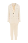 Peserico Women's beige cotton and polyamide suit with pants - 90% cotton, 10% polyamide. Closure: buttons. two side pockets, one chest pocket. Country of manufacture: Italy. Care: specialized cleaning - photo 1