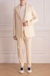 Women's beige cotton and polyamide suit with pants Peserico - 90% cotton, 10% polyamide. Closure: buttons. two side pockets, one chest pocket. Country of manufacture: Italy. Care: specialized cleaning - photo 2