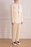 Peserico Women's beige cotton and polyamide suit with pants - 90% cotton, 10% polyamide. Closure: buttons. two side pockets, one chest pocket. Country of manufacture: Italy. Care: specialized cleaning - photo 3