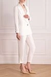 Peserico Women's suit with linen pants white - 100% linen. Closure: buttons. two side pockets, one chest pocket. Country of manufacture: Italy. Care: specialized cleaning - photo 3