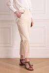 Peserico Pants of their cotton and elastane women's beige - 98% cotton, 2% elastane. Closure: button, zipper. two side pockets, two back pockets. Country of manufacture: Italy. Care: specialized cleaning - photo 3