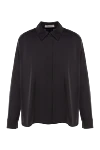 D.Exterior Polyester and elastane shirt for women black - 97% polyester, 3% elastane. Closure: buttons. Country of manufacture: Italy. Care: specialized cleaning - photo 1