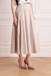 D.Exterior Beige skirt for women - 71% cotton, 25% polyamide, 4% elastane. Closure: zipper. Country of manufacture: Italy. Care: specialized cleaning - photo 3