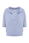 Khaite Cashmere and elastane top for women blue - 90% cashmere, 10% elastane. Country of manufacture: Italy. Care: specialized cleaning - photo 1