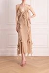 Beige silk dress Khaite - ruffles. 100% silk. Closure: buttons. Country of manufacture: Italy. Care: specialized cleaning - photo 2