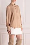 Khaite Silk blouse for women beige - 100% silk. Closure: buttons. Country of manufacture: Italy. Care: specialized cleaning - photo 3