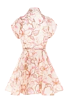 Zimmermann Women's pink dress made of linen and silk - floral pattern, rhinestones. 52% linen, 48% silk. Closure: buttons. Country of manufacture: Italy. Care: specialized cleaning - photo 7