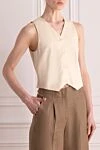 The Andamane Women's beige viscose and wool vest - stripe. 58% viscose, 39% wool. Closure: buttons. Country of manufacture: Italy. Care: specialized cleaning - photo 3