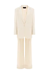 The Andamane Women's beige viscose and wool suit with trousers - vertical stripes, cuffs on trousers. 58% viscose, 39% wool. Closure: buttons. two side pockets. Country of manufacture: Italy. Care: specialized cleaning - photo 1