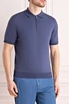 Cesare di Napoli Men's blue cotton polo - 100% cotton. Closure: zipper. Country of manufacture: Italy. Care: specialized cleaning - photo 3