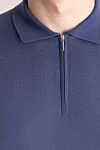 Cesare di Napoli Men's blue cotton polo - 100% cotton. Closure: zipper. Country of manufacture: Italy. Care: specialized cleaning - photo 5