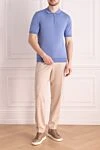 Men's blue cotton polo Cesare di Napoli - 100% cotton. Closure: zipper. Country of manufacture: Italy. Care: specialized cleaning - photo 2