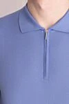 Cesare di Napoli Men's blue cotton polo - 100% cotton. Closure: zipper. Country of manufacture: Italy. Care: specialized cleaning - photo 5