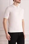 Cesare di Napoli Men's white cotton polo - 100% cotton. Closure: zipper. Country of manufacture: Italy. Care: specialized cleaning - photo 3