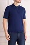 Cesare di Napoli Men's blue cotton polo - 100% cotton. Closure: zipper. Country of manufacture: Italy. Care: specialized cleaning - photo 3