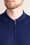 Cesare di Napoli Men's blue cotton polo - 100% cotton. Closure: zipper. Country of manufacture: Italy. Care: specialized cleaning - photo 5