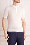 Cesare di Napoli Men's white cotton polo - 100% cotton. Closure: buttons. Country of manufacture: Italy. Care: specialized cleaning - photo 3