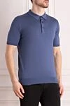 Cesare di Napoli Men's blue silk polo - 100% silk. Closure: buttons. Country of manufacture: Italy. Care: specialized cleaning - photo 3