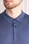 Cesare di Napoli Men's blue silk polo - 100% silk. Closure: buttons. Country of manufacture: Italy. Care: specialized cleaning - photo 5