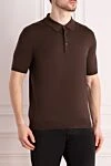 Cesare di Napoli Men's brown silk polo - 100% silk. Closure: buttons. Country of manufacture: Italy. Care: specialized cleaning - photo 3