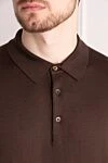 Cesare di Napoli Men's brown silk polo - 100% silk. Closure: buttons. Country of manufacture: Italy. Care: specialized cleaning - photo 5