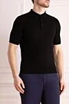 Cesare di Napoli Men's black cotton polo - 100% cotton. Closure: buttons. Country of manufacture: Italy. Care: specialized cleaning - photo 3