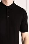 Cesare di Napoli Men's black cotton polo - 100% cotton. Closure: buttons. Country of manufacture: Italy. Care: specialized cleaning - photo 5