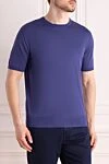 Cesare di Napoli Short sleeve silk jumper for men blue - 100% silk. Country of manufacture: Italy. Care: specialized cleaning - photo 3