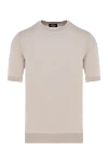 Cesare di Napoli Men's short sleeve silk and cotton jumper, beige - 50% silk, 50% cotton. Country of manufacture: Italy. Care: specialized cleaning - photo 1