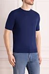 Cesare di Napoli Men's blue short sleeve cotton jumper - 100% cotton. Country of manufacture: Italy. Care: specialized cleaning - photo 3