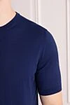 Cesare di Napoli Men's blue short sleeve cotton jumper - 100% cotton. Country of manufacture: Italy. Care: specialized cleaning - photo 5