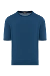 Cesare di Napoli Men's blue short sleeve cotton jumper - 100% cotton. Country of manufacture: Italy. Care: specialized cleaning - photo 1