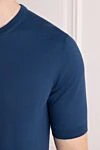 Cesare di Napoli Men's blue short sleeve cotton jumper - 100% cotton. Country of manufacture: Italy. Care: specialized cleaning - photo 5