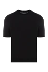 Cesare di Napoli Short sleeve cotton jumper for men, black - 100% cotton. Country of manufacture: Italy. Care: specialized cleaning - photo 1