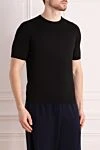 Cesare di Napoli Short sleeve cotton jumper for men, black - 100% cotton. Country of manufacture: Italy. Care: specialized cleaning - photo 3