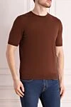 Cesare di Napoli Short sleeve cotton jumper for men, brown - 100% cotton. Country of manufacture: Italy. Care: specialized cleaning - photo 3