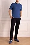 Men's blue short sleeve cotton jumper Cesare di Napoli - 100% cotton. Country of manufacture: Italy. Care: specialized cleaning - photo 2