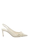 Valentino Women's white leather heels - butterfly. 100% genuine leather. buckle. Country of manufacture: Italy. Care: specialized cleaning - photo 1