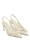 Valentino Women's white leather heels - butterfly. 100% genuine leather. buckle. Country of manufacture: Italy. Care: specialized cleaning - photo 3