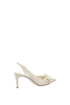 Women's white leather heels Valentino - butterfly. 100% genuine leather. buckle. Country of manufacture: Italy. Care: specialized cleaning - photo 4