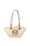 Loewe Сумка повседневная из соломки женская бежевая - Anagram. пальмовый лист, телячья кожа. Размер: 46 X 24.5 X 16 cm. Страна производитель: Испания. Уход: специализированная чистка - фото 1