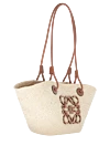 Loewe Сумка повседневная из соломки женская бежевая - Anagram. пальмовый лист, телячья кожа. Размер: 46 X 24.5 X 16 cm. Страна производитель: Испания. Уход: специализированная чистка - фото 3