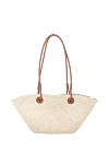 Сумка повседневная из соломки женская бежевая Loewe - Anagram. пальмовый лист, телячья кожа. Размер: 46 X 24.5 X 16 cm. Страна производитель: Испания. Уход: специализированная чистка - фото 4