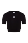 Loewe Women's black cotton and elastane top - logo. 98% cotton, 2% elastane. Country of manufacture: Italy. Care: specialized cleaning - photo 1